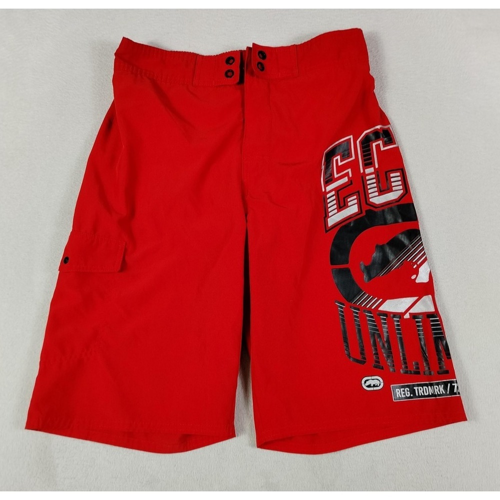 Vintage Ecko Unltd Swim Trunks Shorts Mens Small Red Hip Hop Street Wear Urban